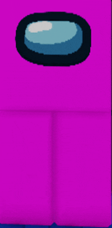 a pink among us character with a blue oval in the middle