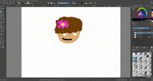 a drawing of a person with a flower in their hair in a program