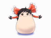 a cartoon drawing of a girl with a red and white outfit
