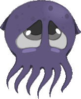 a cartoon drawing of an octopus with a sad face