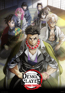 a poster for demon slayer shows a group of characters