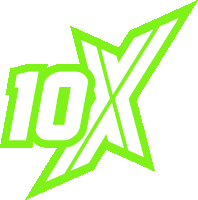 a green and white logo with the number 10 on it