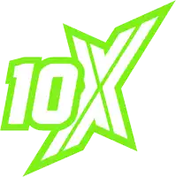 a green and white logo with the number 10 on it