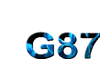 the number g87 is displayed in blue letters