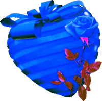 a blue heart with a bow and a blue rose