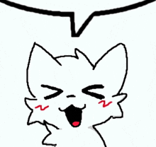 a drawing of a cat with a speech bubble above it .