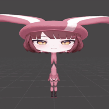 a 3d model of a girl in a pink hat