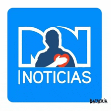 a blue sign with a man holding a heart and the words inoticias on it