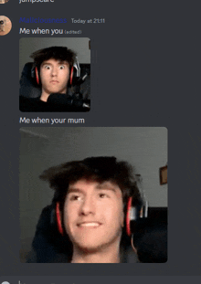 a screenshot of a discord chat with a man wearing headphones