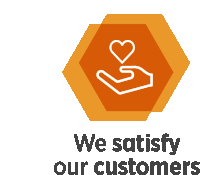 a logo that says we satisfy our customers on it