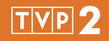 a logo for tvp 2 is shown on an orange background