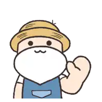 a cartoon of a man with a straw hat and beard giving a thumbs up
