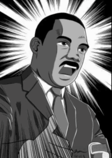 a black and white drawing of martin luther king jr. in a suit and tie