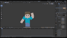 a screenshot of a blender program shows a cartoon character