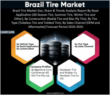 a poster that says brazil tire market size share and trends analysis report by road application