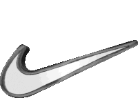 a black and white drawing of the nike swoosh logo on a white background .