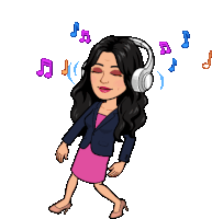 a cartoon of a woman wearing headphones dancing