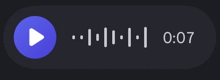a blue play button with 0:07 on it