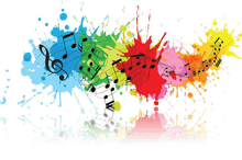 colorful music notes on a white background