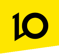 a yellow background with a black number 10