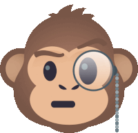 a cartoon monkey with a magnifying glass on its eye