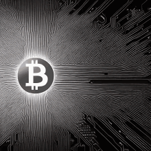 a black and white image of a bitcoin symbol