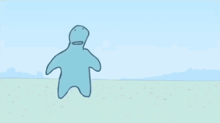 a cartoon drawing of a green monster and a blue one