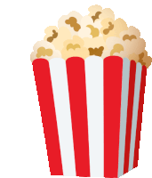 a red and white striped container of popcorn on a white background