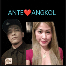 a picture of a man and a woman with the words ante angkol on the bottom