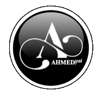 a black and white logo for ahmedpal is shown