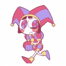 a cartoon of a jester with a sad face