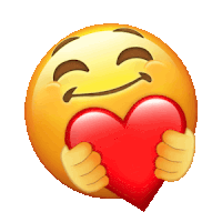 a yellow smiley face is holding a red heart