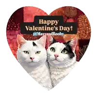 a heart shaped valentine 's day card with two cats and the words happy valentine 's day