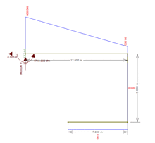 a drawing of a triangle with measurements including 12,000 m and 7,000 m