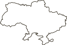 a black and white outline of a map of ukraine on a white background