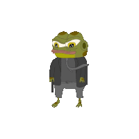 a cartoon frog wearing a suit and tie holding a gun