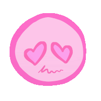 a pink circle with two pink hearts in the middle