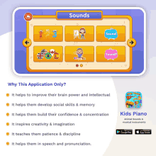 a screenshot of a kids piano app explains why it is only for kids