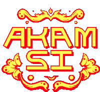 a red and yellow logo for a company called akam si