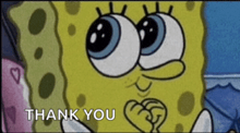 a cartoon of spongebob saying " thank you "