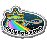 a sticker for mariokart rainbow road with a rainbow