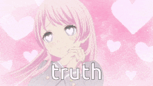 a picture of a girl with hearts on her eyes and the word truth below her