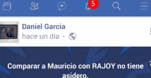 a facebook page for daniel garcia has a red notification button