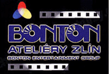 a logo for bonton ateliery zlin with a colorful flower