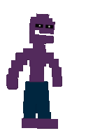 a pixel art of a purple man without a shirt and pants .