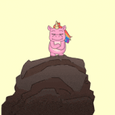 a cartoon of a unicorn standing on top of a rock