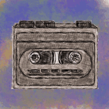 a drawing of an old fashioned cassette tape player