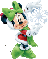 a cartoon of minnie mouse holding a snowflake in her hand