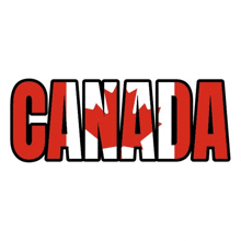 a red white and black logo for canada with a maple leaf in the middle