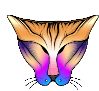 a drawing of a cat 's face with a rainbow of colors